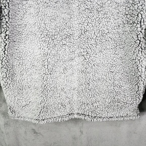 Womens Gray Three Square Faux Fur Sherpa Pullover Jacket 1/4 Zip OU Sooners L - Picture 3 of 11